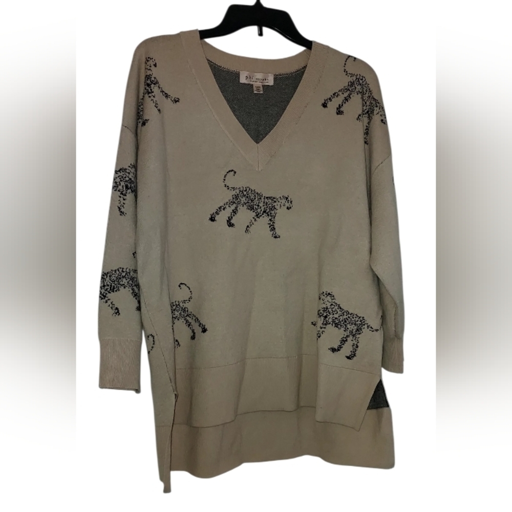 Philosophy Animal Print V-Neck Sweater